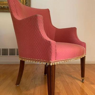 Sloped Arm Accent Chairs, PAIR 
