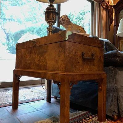 Burled Veneer Box on Stand 