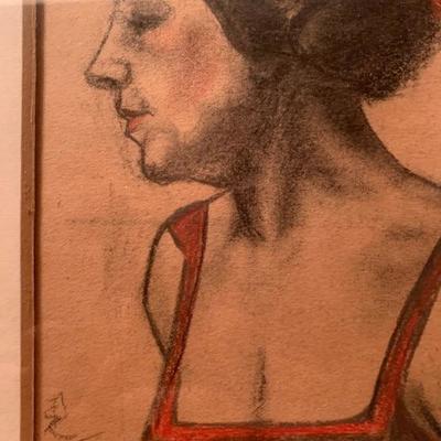 1920's Pastel Portrait, Signed 