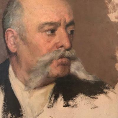 Man with Mustache, 19th Century, Oil on Canvas Board  