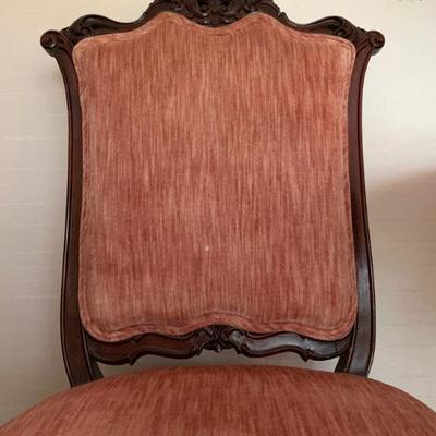 Carved Frame Accent Chairs, Pair 