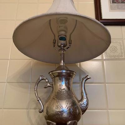 Silver Plate Tea Pot Lamp 