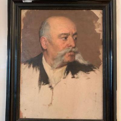 Man with Mustache, 19th Century, Oil on Canvas Board  