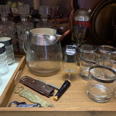 Vintage Barware, Dorothy Thorpe Style Silver Rim 