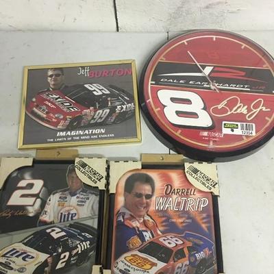 Dale Earnhardt Jr Wall Clock, NASCAR Collectibles Framed Picture