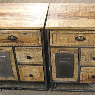 PAIR of Industrial Style Wood and Iron Bedside Stands

Auction Estimate $200-$400 â€“ Located Inside