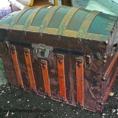 ANTIQUE Large Dome Top Trunk with Leather Straps

Auction Estimate $50-$100 â€“ Located Field