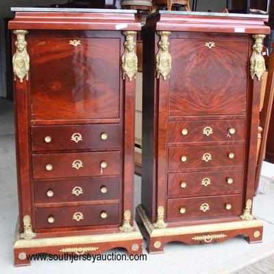 PAIR of Marble Top French Empire Burl Mahogany Fall Front Abanttant Desk with Applied Bronzes and Figures

Auction Estimate $100-$300...