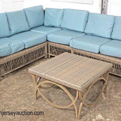  NEW 5 Piece All Season Wicker Patio Sofa Set with NICE Teal Blue Cushions and Table

Auction Estimate $300-$600 â€“ Located Inside 