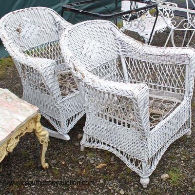 PAIR of White Wicker Arm Chairs

Auction Estimate $20-$50 â€“ Located Field