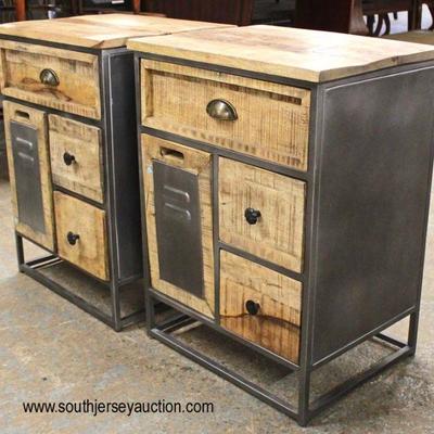 PAIR of Industrial Style Wood and Iron Bedside Stands

Auction Estimate $200-$400 â€“ Located Inside