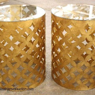 PAIR of Modern Design NEW Glass Top Metal Decorative Lamp Tables

Auction Estimate $200-$400 â€“ Located Inside