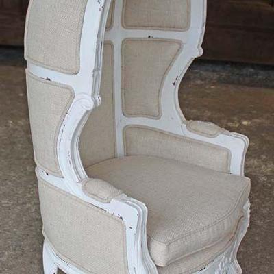 NICE Child Size Upholstered Carved Distressed Country French Style Porter Hooded Chair

Auction Estimate $200-$400 â€“ Located Inside

 