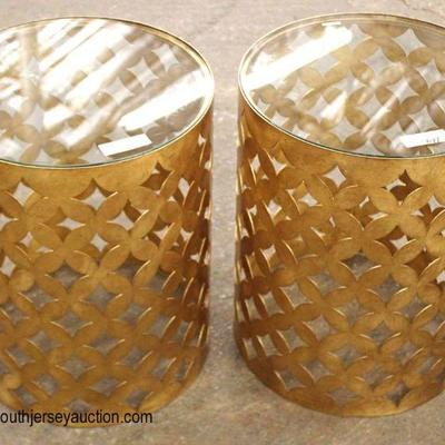 PAIR of Modern Design NEW Glass Top Metal Decorative Lamp Tables

Auction Estimate $200-$400 â€“ Located Inside