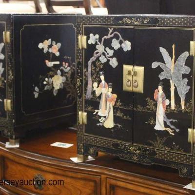 PAIR of Asian Decorated Inspired 2 Door Side Cabinets

Auction Estimate $100-$300 â€“ Located Inside