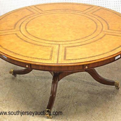 BEAUTIFUL in Very GOOD Condition “Maitland Smith Furniture” Leather Top Dining Room Table

with 5 Extension Perimeter Leaves (Closed is...