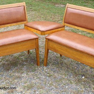 3 Piece Oak and Leather Like Lift Top Benches with Stand (hardware in lift top seat)

Auction Estimate $100-$200 â€“ Located Field

 