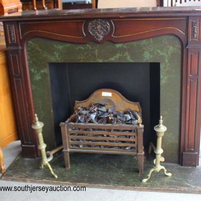 Decorator Mahogany Finish Fireplace with Andirons

Auction Estimate $100-$200 â€“ Located Dock