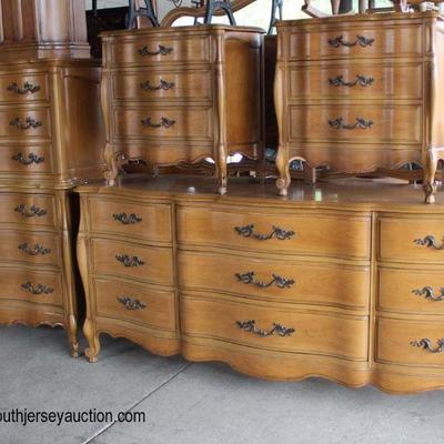  French Provincial Mahogany High Chest, Low Chest

and  3 Drawer Night Stands

Maybe Offered Separate â€“ Auction Estimate $200-$400 â€“...