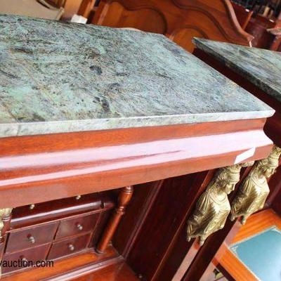 PAIR of Marble Top French Empire Burl Mahogany Fall Front Abanttant Desk with Applied Bronzes and Figures

Auction Estimate $100-$300...
