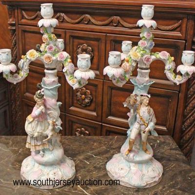  PAIR of ANTIQUE â€œMeissenâ€ Porcelain Meissen Figural Candle Holders

Auction Estimate $200-$400 â€“ Located Inside 