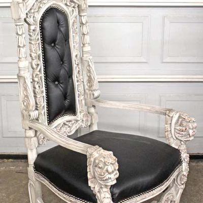 PAIR of Highly Carved and Ornate Distressed Lion Head Throne Chairs

Auction Estimate $300-$600 â€“ Located Inside

 
