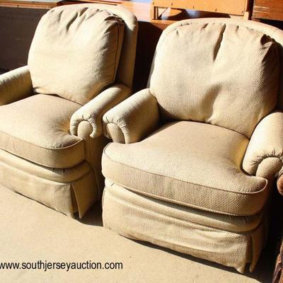 PAIR of Upholstered Club Swivel Rocking Chairs

Auction Estimate $100-$200 â€“ Located Dock