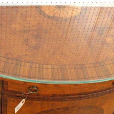  Burl Mahogany Highly Inlaid and Banded One Drawer One Door Demilune Commode with Custom Glass Top

Auction Estimate $300-$600 â€“...