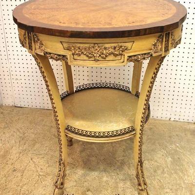  French Painted Frame and Carved Highly Inlaid Banded Rosewood Top Parlor Table

Auction Estimate $200-$400 â€“ Located Inside 