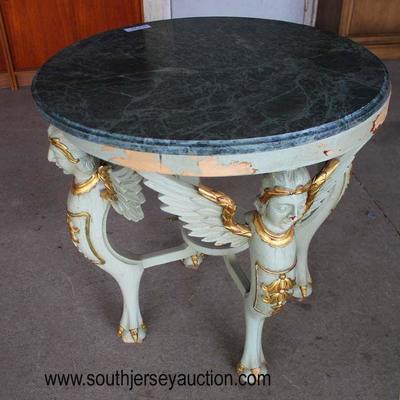 Hand Carved Victorian Style Paint Decorated Marble Top Table

Auction Estimate $50-$100 â€“ Located Inside

 