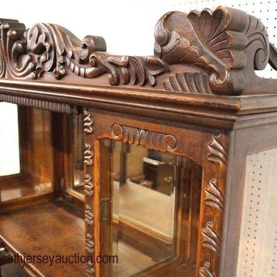  ANTIQUE VERY IMPRESIVE Oak Monumental Highly Carved Sideboard China all Original Finish, Original Hardware in Original Found Condition...