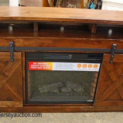 NEW Rustic Media Credenza with Barn Door Sliding Door and Fireplace

Auction Estimate $200-$400 â€“ Located Inside