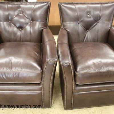  NEW â€œHooker Furnitureâ€ NICE PAIR of Brown Leather Swivel Club Chairs

Auction Estimate $400-$600 â€“ Located Inside 