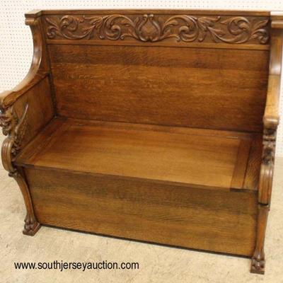 ANTIQUE Quartersawn Oak Carved with Wing Griffin Arms Lift Top Hall Bench

Auction Estimate $400-$800 – Located Inside 
