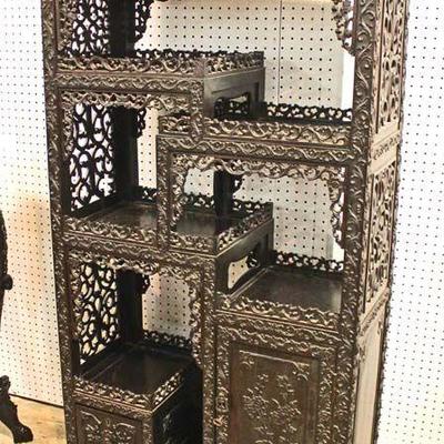 ANTIQUE Highly Carved Asian Hardwood Ã‰tagÃ¨re

Auction Estimate $400-$800 â€“ Located Inside