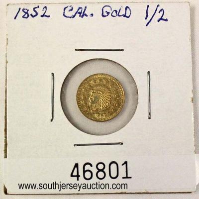  1852 California Â½ Gold Coin

Auction Estimate $100-$300 â€“ Located Glassware 