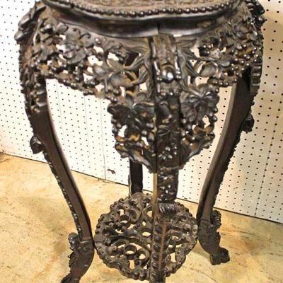 ANTIQUE Highly Carved Hardwood Asian Marble Top Corner Stand

Auction Estimate $200-$400 â€“ Located Inside