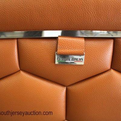  COOL NEW â€œDivanitaliaâ€ in the Desired Orange Leather Button Tuft Sides Club Chair

Auction Estimate $300-$600 â€“ Located Inside 