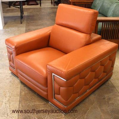  COOL NEW â€œDivanitaliaâ€ in the Desired Orange Leather Button Tuft Sides Club Chair

Auction Estimate $300-$600 â€“ Located Inside 