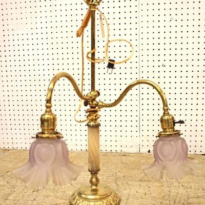  Brass and Onyx 2 Shade Table Light Fixture

Auction Estimate $50-$100 â€“ Located Inside 