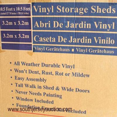  NEW â€œDuramaxâ€ Vinyl Storage Shed Model #40224-1 (1 Box Kit)

approximately 10â€™5â€™x10â€™5â€

Auction Estimate $300-$600 â€“...