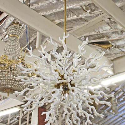 COOL Modern and Unique â€œDialloâ€ Arteriors 8 Light Coral White Chandelier (approximately 30â€x30â€)

Auction Estimate $500-$1000...
