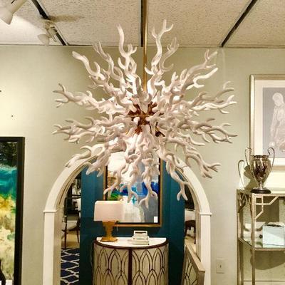  COOL Modern and Unique â€œDialloâ€ Arteriors 8 Light Coral White Chandelier (approximately 30â€x30â€)

Auction Estimate $500-$1000...