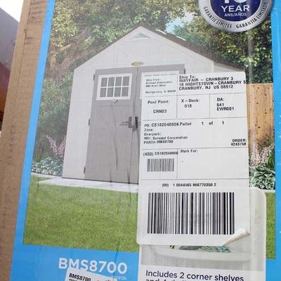  NEW â€œSuncast Tremontâ€ Plastic Shed Model # BMS8700 (2 Box Kit)

approximately 8â€™4â€x7â€™x2â€x8â€™4â€ outside and...