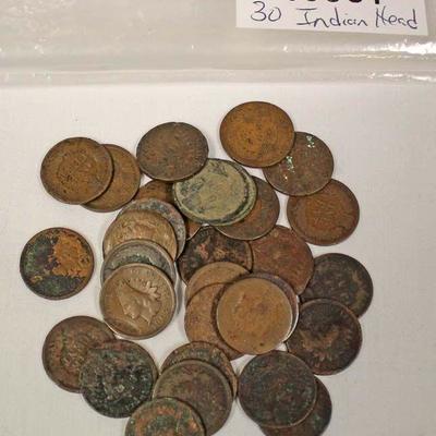  30 Indian Head Pennies

Auction Estimate $5-$10 â€“ Glassware 