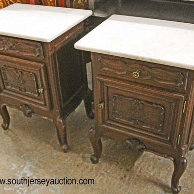  PAIR of Marble Top 1 Drawer 1 Door Country French Style Panel Sides Night Stands

Auction Estimate $200-$400 â€“ Located Inside 