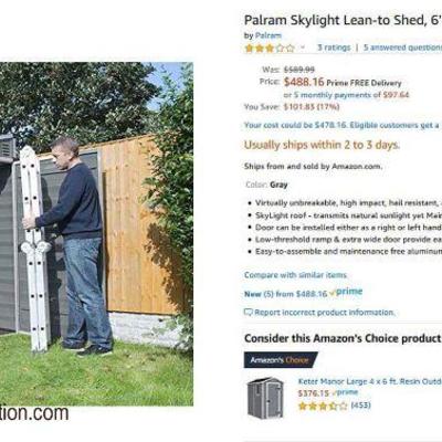  NEW Lean-To â€œPent Shedâ€ Dark Grey Palram Sky Light Model #HG9600T

Approximately 4â€™x6x

Auction Estimate $300-$600 â€“ Located Field 
