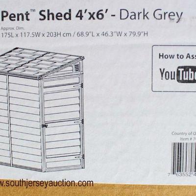  NEW Lean-To â€œPent Shedâ€ Dark Grey Palram Sky Light Model #HG9600T

Approximately 4â€™x6x

Auction Estimate $300-$600 â€“ Located Field 
