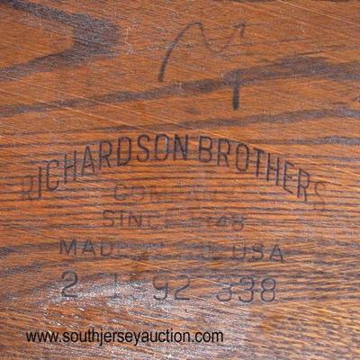 7 Piece â€œRichardson Brothers Furnitureâ€ Oak Dining Room Table with 4 Leave and 6 Chairs

Auction Estimate $200-$400 â€“ Located Dock