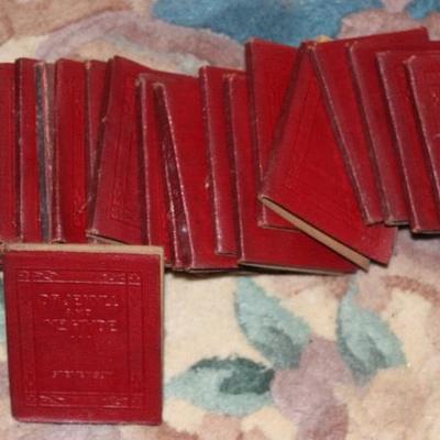 Red leather book library of the classics